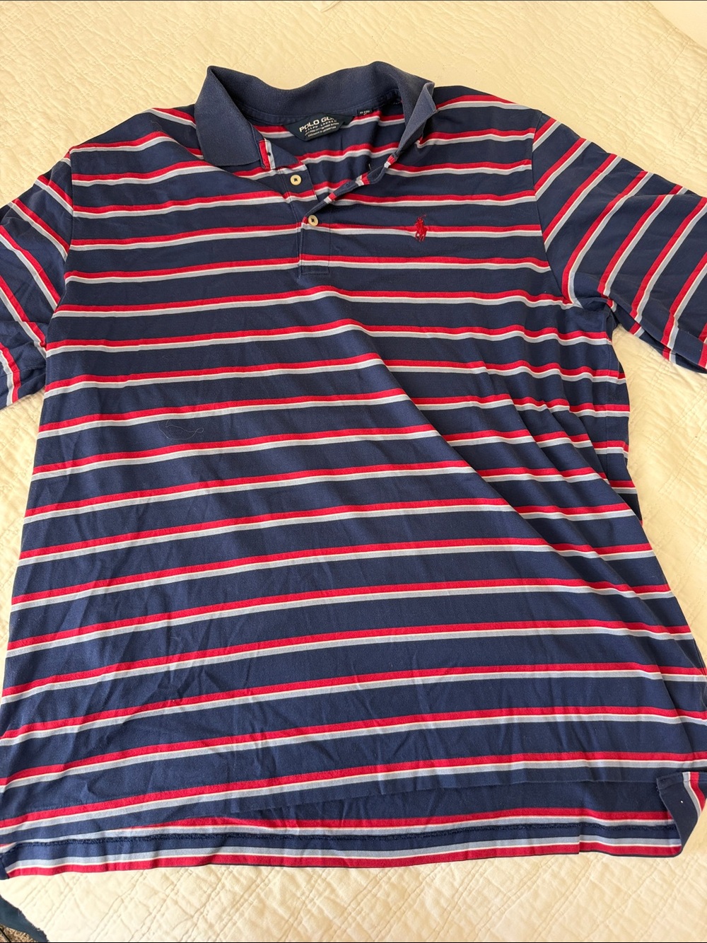 Ralph Lauren Navy, Red & White Striped Polo Shirt